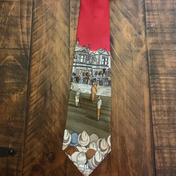 Vintage 90’s polo Ralph Lauren tie rare golf made by hand from pure silk red - Picture 9 of 11